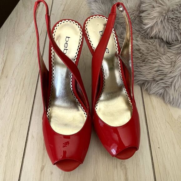 Bebe Red Patent Leather Stiletto Heels Size 8.5 | Brand New in Box | Bold & Chi - Picture 4 of 10